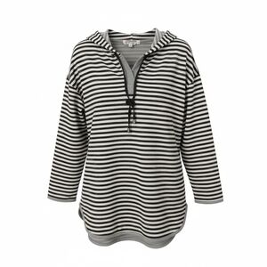 Cable And Gauge Striped Black and White Hoodie Size M